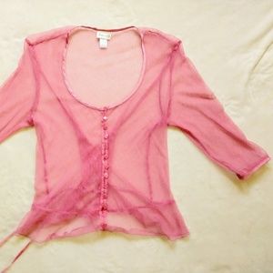 Frederick's of Hollywood Pink SHEER Mesh Lace Top